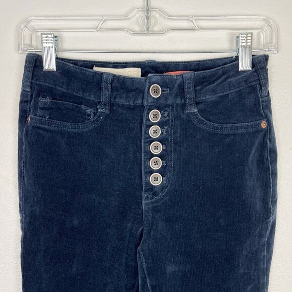 Anthropologie Pilcro Corduroy Jeans Pants Navy High Rise Skinny Button Fly 26 - Picture 3 of 9